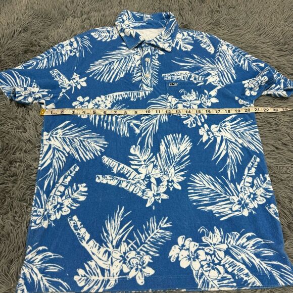 Vineyard Vines Terry Cloth Polo Collar Short Sleeve Hawaiian Shirt Size Medium - Picture 6 of 7